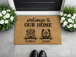 Personalized Pet Name D??cor - Welcome To Our Home Rug Unique Canine Illustration - thumbnail 1