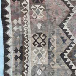7X10'5 Vintage Handmade Afghan Kilim Rug, Beige Flatweave Wool Rug Turkish Style, Geometric Bedroom 219 X 318cm - thumbnail 3