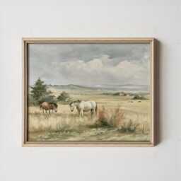 Horse Pasture Poster, Country Landscape Print, Farmhouse Wall Art, Paper - thumbnail 3