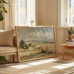 Horse Pasture Poster, Country Landscape Print, Farmhouse Wall Art, Paper - thumbnail 4