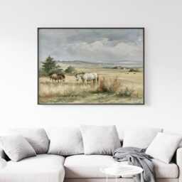 Horse Pasture Poster, Country Landscape Print, Farmhouse Wall Art, Paper - thumbnail 2