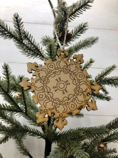 Boho Christmas Ornament, Style Wooden Decor, Natural Wood Bohemian Home Tree Holiday Decoration - image 1