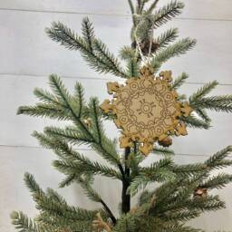 Boho Christmas Ornament, Style Wooden Decor, Natural Wood Bohemian Home Tree Holiday Decoration - thumbnail 2