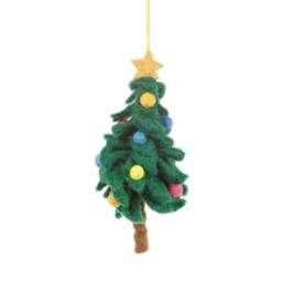 Colourful Christmas Tree Ornament Handmade Felt Fairtrade Wool Decoration - thumbnail 2
