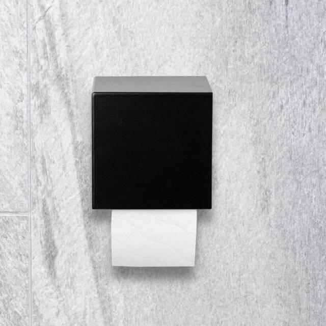 Black Toilet Holder, Modern Paper Dispenser Bathroom Accessories, Minimalist Storage Cubo - image 1