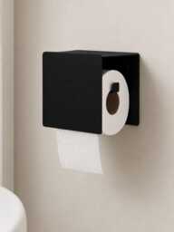 Black Toilet Holder, Bathroom Roll Dispenser, Minimalist Paper Storage Cubo