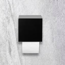 Black Toilet Holder, Modern Paper Dispenser Bathroom Accessories, Minimalist Storage Cubo - thumbnail 1