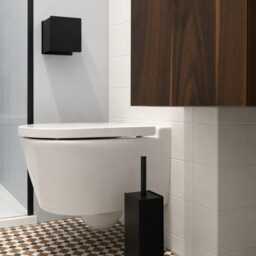 Black Toilet Holder, Bathroom Roll Dispenser, Minimalist Paper Storage Cubo - thumbnail 3