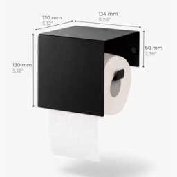 Black Toilet Holder, Modern Paper Dispenser Bathroom Accessories, Minimalist Storage Cubo - thumbnail 3
