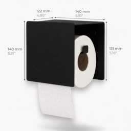 Black Toilet Holder, Bathroom Roll Dispenser, Minimalist Paper Storage Cubo - thumbnail 2