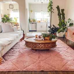 Pink Diamond Shag Moroccan Rug, Custom Handmade Rugs, Living Room Area Boho Decor, Large Berber Wool Carpet - thumbnail 3