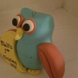 Owl Baby's First Christmas Ornament - Personalized Gender Neutral Baby Shower Gift - thumbnail 2