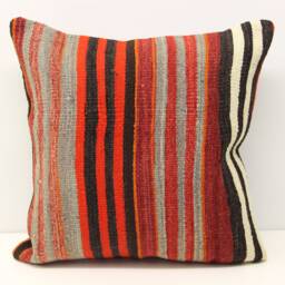 Vintage Kilim Pillow Cover, 18x18 Wool Cotton Cushion - thumbnail 1