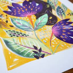 Cat On The Lookout. Print Riso Format 30 X 40 cm Munken Paper 150 Gr - thumbnail 3