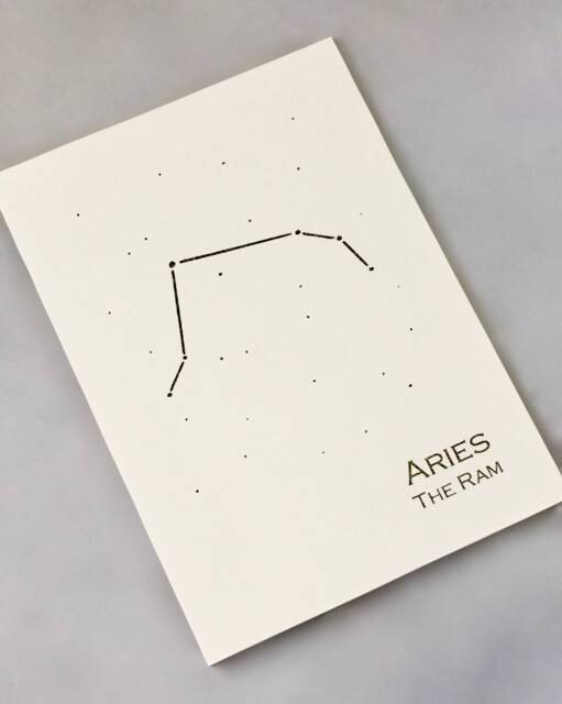 Aries Zodiac Sign/Constellation Art Print Gold Foil Wall Astrology Home Decor March-April Birthday On Cream Or Navy - image 1