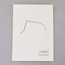 Aries Zodiac Sign/Constellation Art Print Gold Foil Wall Astrology Home Decor March-April Birthday On Cream Or Navy - thumbnail 2