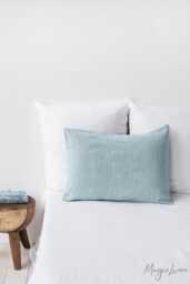 Dusty Blue Linen Pillowcase - Soft Stonewashed Flax Sham Custom Size Breathable Pillow Cover Muted Bedding Accent in European - thumbnail 1
