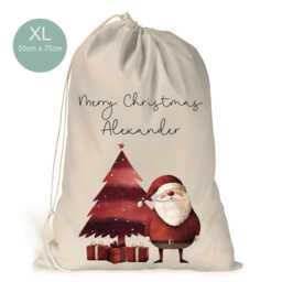 Personalised Xl Drawstring Christmas Sack/stocking..modern Santa Tree Presents Unise Xmas Present Sack Gift Bag..santa - thumbnail 2