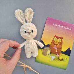 Crochet Small Bunny Doll, Crochet Toy For Toddler, Amigurumi - thumbnail 4