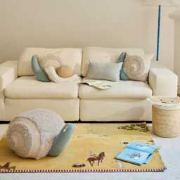 Snail Pouf Cover, Curly Sherpa Fleece, Kids Room Decor - thumbnail 3