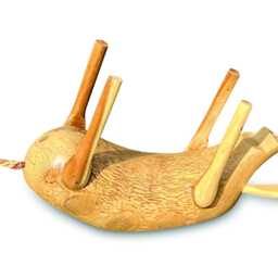 Drunken Pig Bottle Holder Natural, Hand-Carved Bamboo Wine - thumbnail 4