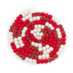 Mini Crimson Pom Garland - Christmas Party Decoration Felt Handmade Biodegradable Fair Trade - thumbnail 3