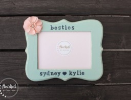 Personalized Besties Picture Frame Distressed, Hand-Painted 5x7 Gift