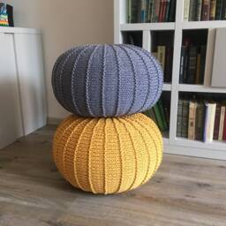 Mustard Crochet Pouf, Floor Knitted Ottoman Footstool, Pouf Chair, Large Stuffed, Available in 15 Sizes & 37 Colors - thumbnail 2