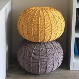 Mustard Crochet Pouf, Floor Knitted Ottoman Footstool, Pouf Chair, Large Stuffed, Available in 15 Sizes & 37 Colors - thumbnail 4