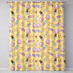 Easter Bunny Ice Cream Donut Chick Kawaii Yellow Background Seamless Pattern Readymade Eyelet Ring Top Thermal 100% Blackout Curtains - thumbnail 2