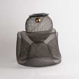 "steel Sculpture With Ceramic Rounds Real Gold Overglaze. Wire Mesh, One Of Three Identical Sculptures. Medium 14"" T X 11"
