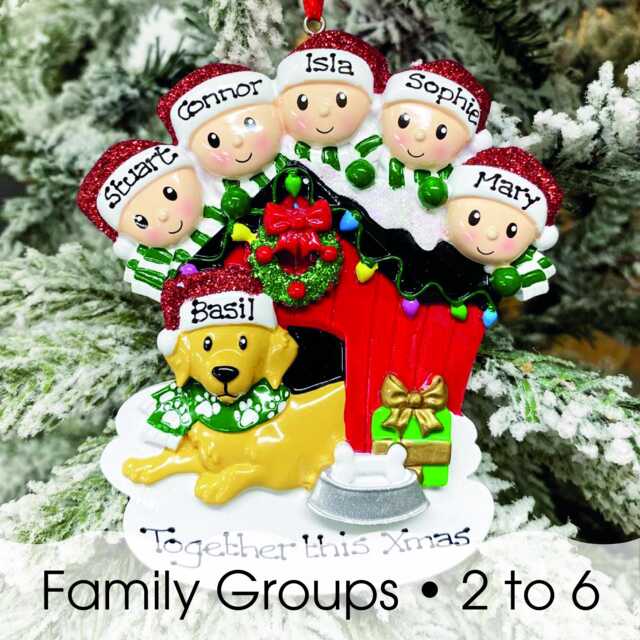 Personalised Family Christmas Xmas Tree Decoration Ornament - With Dog in Kennel - image 1