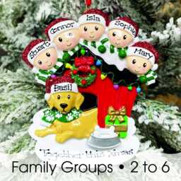 Personalised Family Christmas Xmas Tree Decoration Ornament - With Dog in Kennel