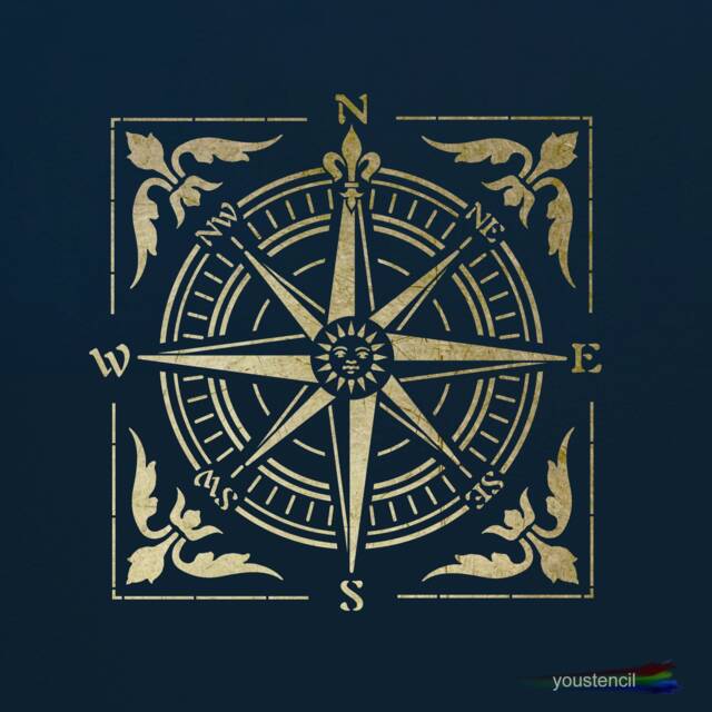 Victorian Compass Stencil, For Walls Art & Furniture. St61 - image 1