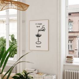 Happy Hour Print, Abstract Poster, Retro Kitchen Wall Decor, Bar Home Hour, Unframed - thumbnail 3