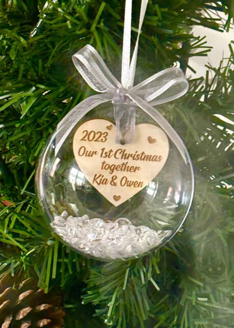 Personalized Our First Christmas Together Bauble, Heart Tree Gift - image 1