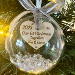 Personalized Our First Christmas Together Bauble, Heart Tree Gift - thumbnail 2
