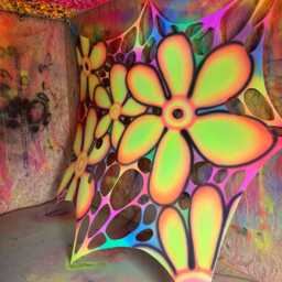 Uv-Reactive Cartoon Daisy Trippy Wall Hanging, Psychedelic Event Decorations, Neon Psy Floral Wedding Decor, Theme Party, Gifts For Dj - thumbnail 3