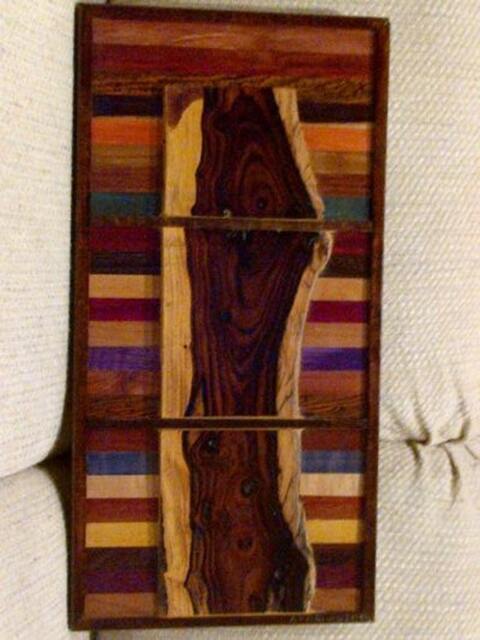 Wood Wall Art Sculpture Featuring Desert Ironwood Surrounded By A Variety Of Exotic Wood Laminating Strips