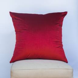 Bella Plain Velvet Extra-Large Cushion. Red Supersoft Chenille. Modern & On-Trend Home Accessory. 23X23
