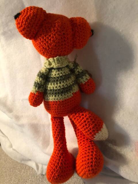 Crocheted Orange Fox Stuffed Animal Toy Stuffie Stuffy Amigurumi Jolly The - image 1