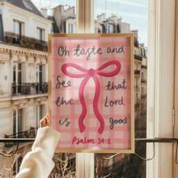Preppy Psalm Print, Girly Faith Christian Wall Art, Scripture Pink Bible Verse Cute Jesus Print - thumbnail 3