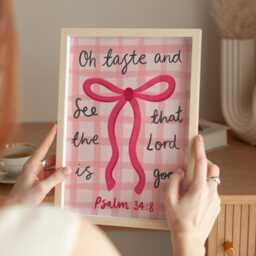 Preppy Psalm Print, Girly Faith Christian Wall Art, Scripture Pink Bible Verse Cute Jesus Print - thumbnail 2