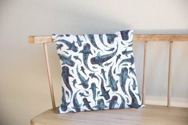 Nautical Whale Shark Cushion Cover Ocean Themed Covers Sea Sharks Nursery - image 1