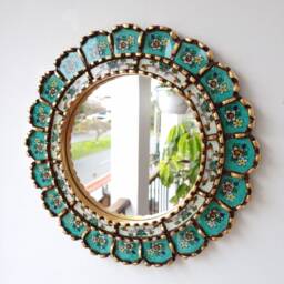 "Peruvian Mirrors ""Armoniosa 30cm Turquoise" - thumbnail 2