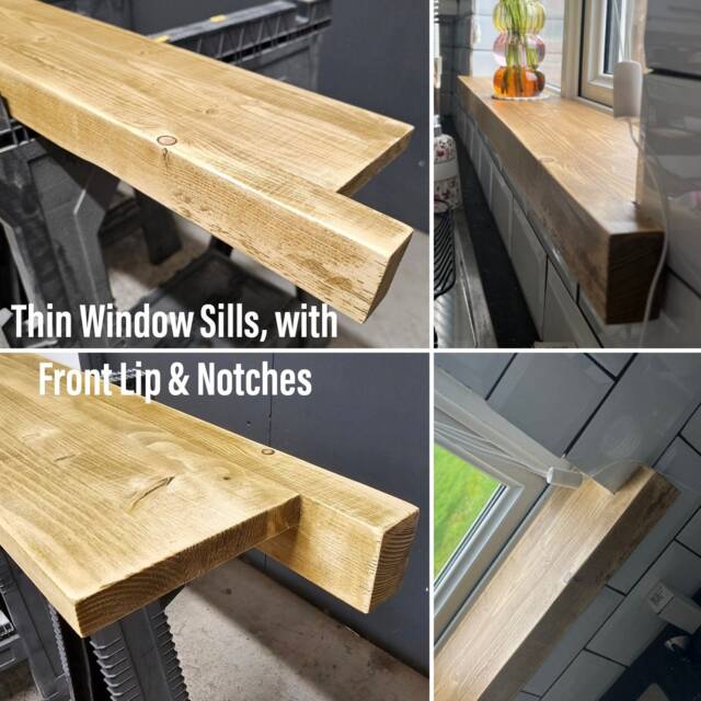 Thin Window Sills, With Front Lip & Corner Notches - Ledge Shelf Farmhouse Decor Wood Display Stand Bathroom Sill Rustic - image 1