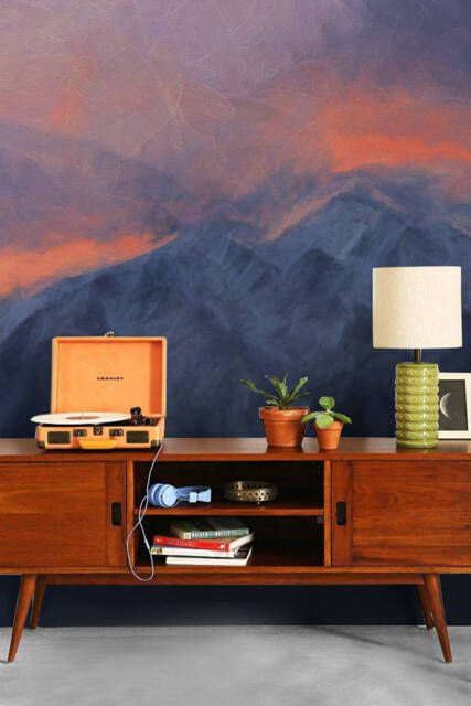Dramatic Mountains in The Evening Removable Wallpaper, Wall Mural, Covering, Painting, Peel & Stick, Landscape, Art #58 - image 1