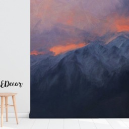 Dramatic Mountains in The Evening Removable Wallpaper, Wall Mural, Covering, Painting, Peel & Stick, Landscape, Art #58 - thumbnail 2