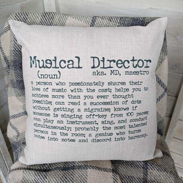 Theatre Musical Director Cushion, Md Gift, Dictionary Definition Gift For Theatre Lovers, Technicians, Backstage - image 1