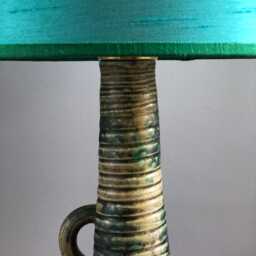 Large Eclectic Table Lamp in Green. Ceramic Statement Lamp. Handmade Lighting - thumbnail 2